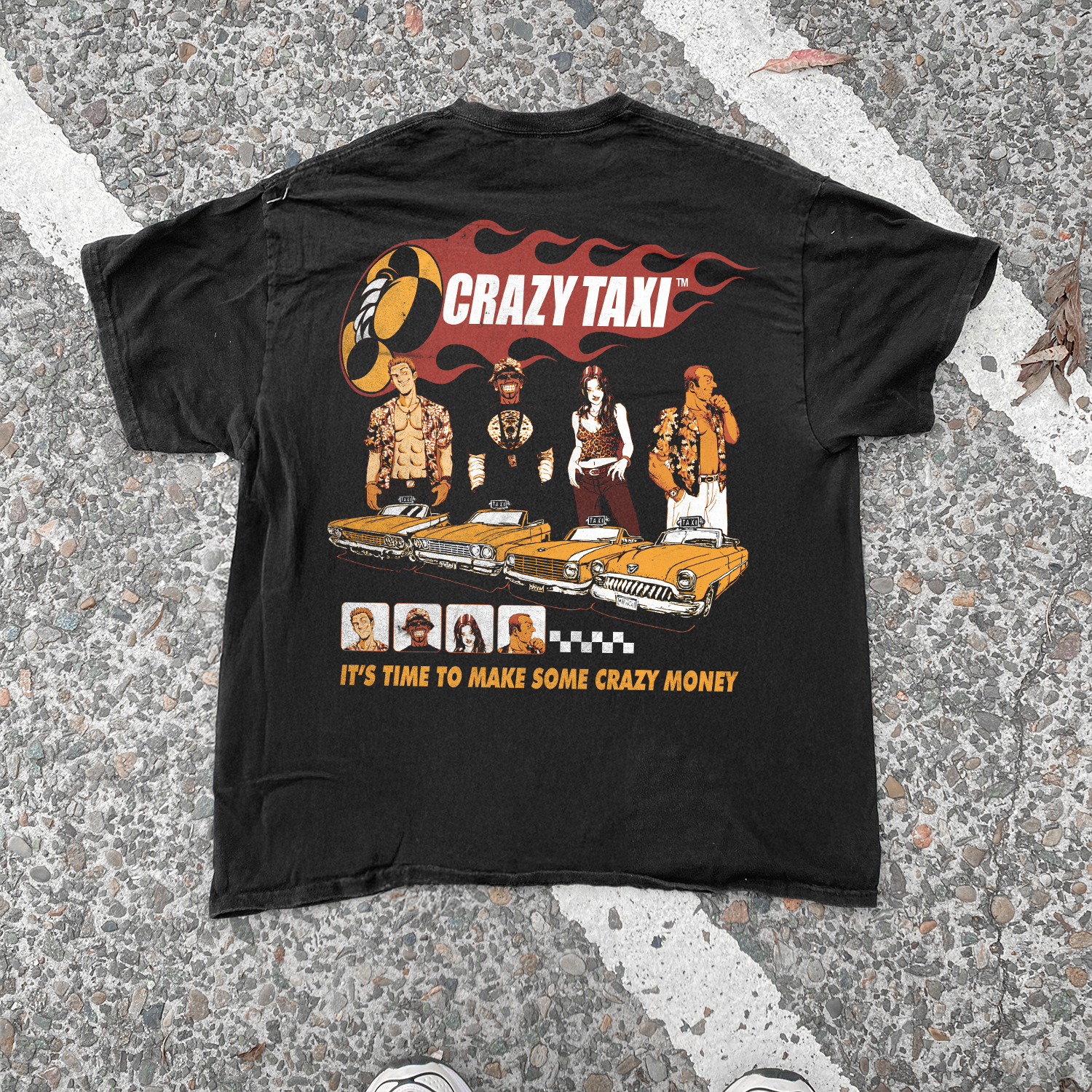 99 Crazy Taxi 'Lets Make Some Money' Dreamcast Vintage Washed Black Tee