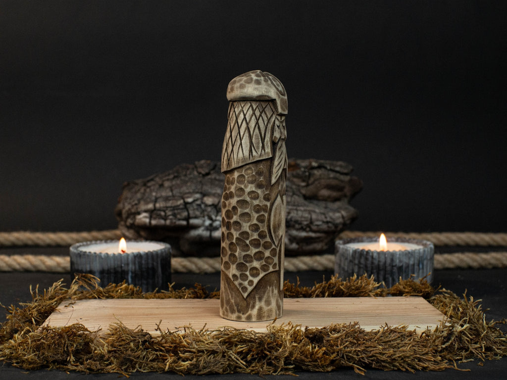 Vidar Figurine – 14 cm (5.7 inches) Hand-Carved Wooden Statue of the Norse God of Vengeance