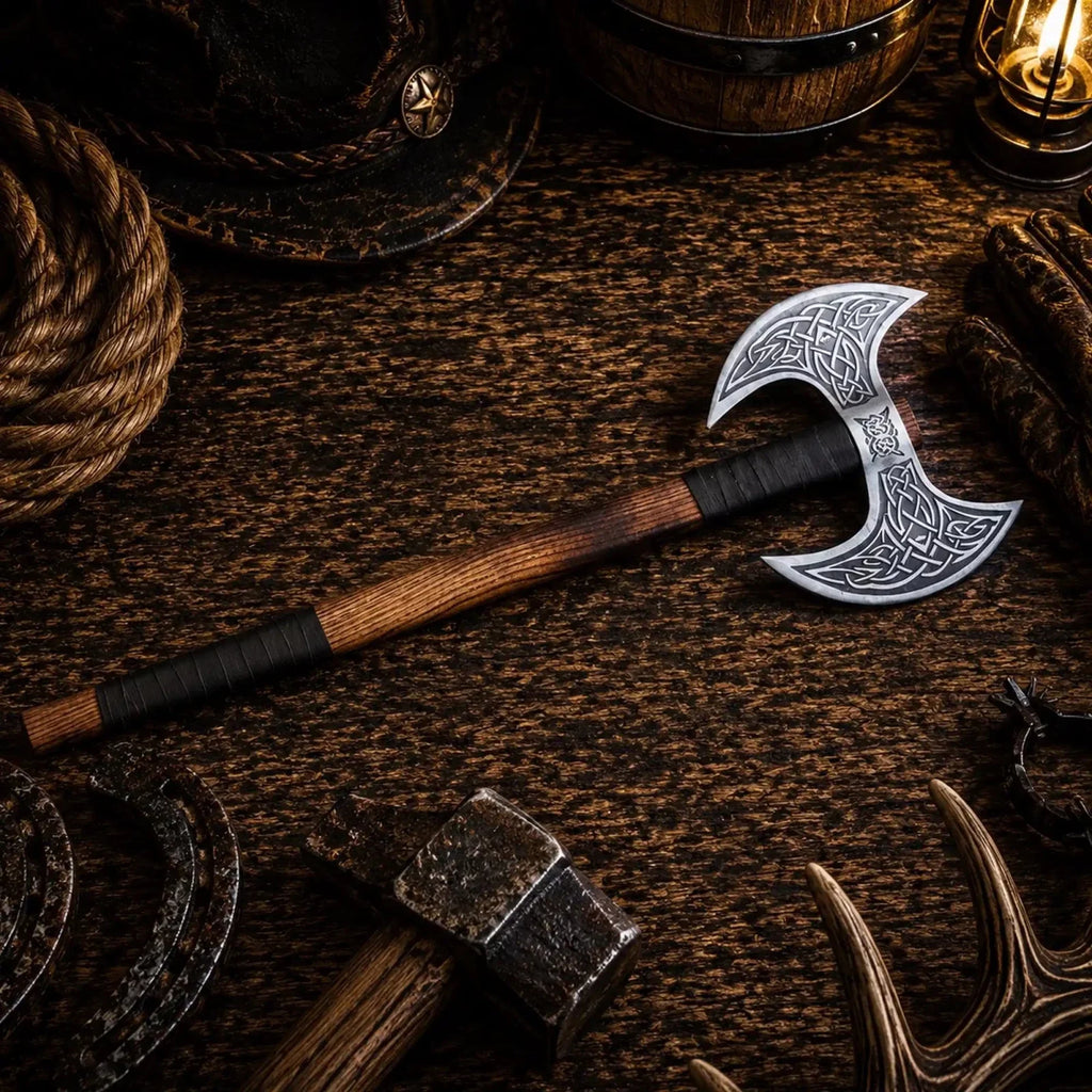 Viking Style Double-Headed Battle Axe – Hand Forged Carbon Steel