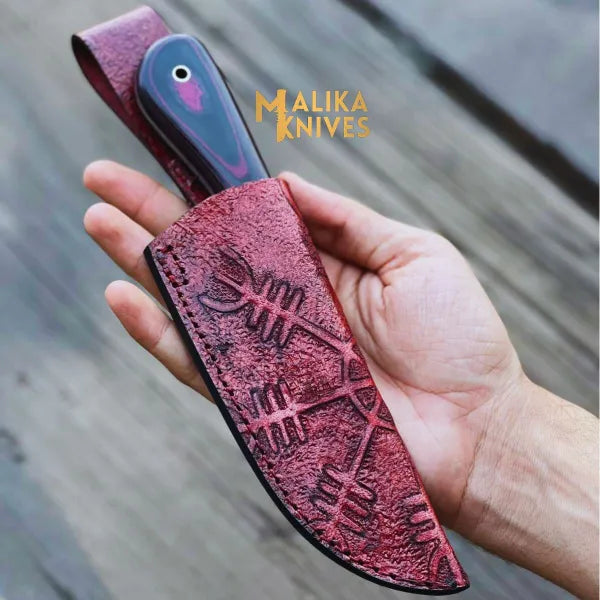 Viking Hunting Knife D2 Steel Vegvisir Engraved