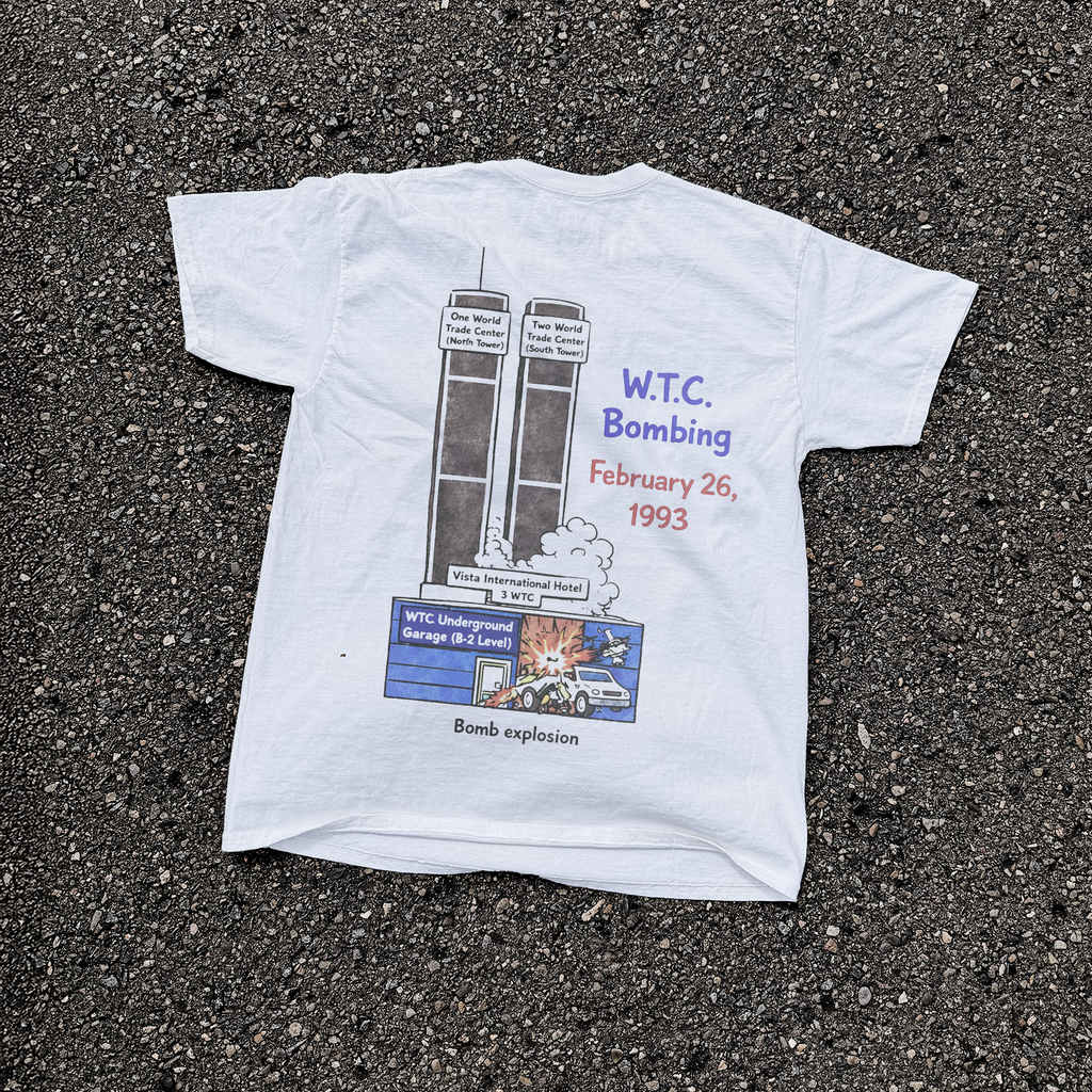 1993 'World Trade Centre' Carpark Bomb Vintage Washed White Tee
