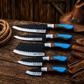 Western Chef Knife Set – D2 Steel Turquoise & Wood Handles