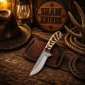 Western Field Dressing Knife – 4″ Rasp Steel & Cross-Draw Sheath