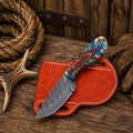 Western Ranch Companion Knife – D2 Acid Wash Blade & Pinecone Resin Handle