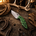 Western Ranch EDC Knife – 3.5" D2 Steel Blade with Green Pakka Wood Handle