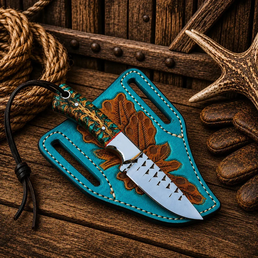 Cowboy Field Knife | Rasp Steel with Pine Cone Handle