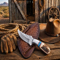 Western Ranch Knife – 3.5” Rasp Blade Antler Handle & Pancake Leather Sheath