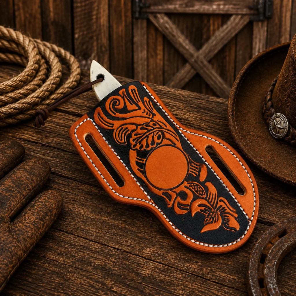 Western Sheath Knife – Black Powder Coated D2 Steel Blade & Bone Handle