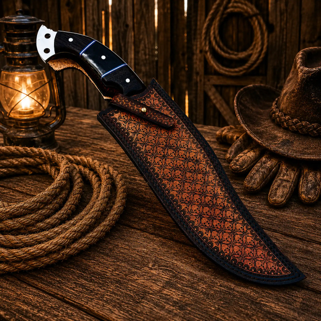 Custom Hunting Knife D2 Steel Cowboy Style Fixed Blade Knife