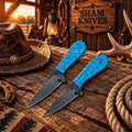 Western Wrangler D2 Hunting & Skinning Knife with Turquoise Handle - outdoor fixed blade knife | Relic & Reel
