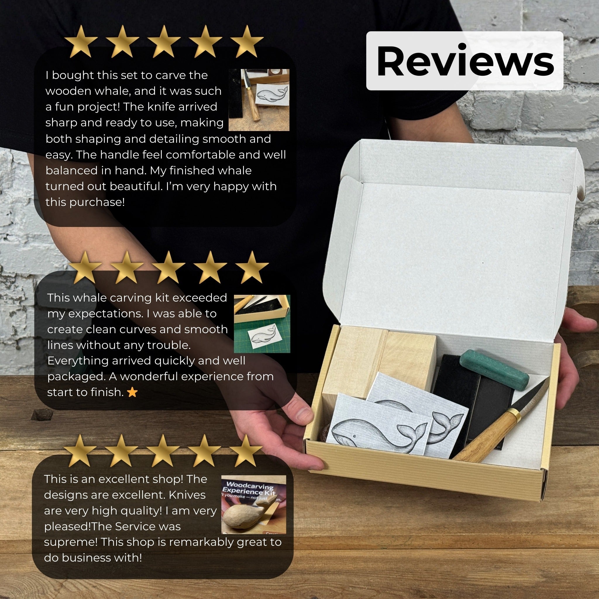 Whale Carving Kit - Complete Starter Whittling Kit for Beginners, Adults, Teens, and Kids