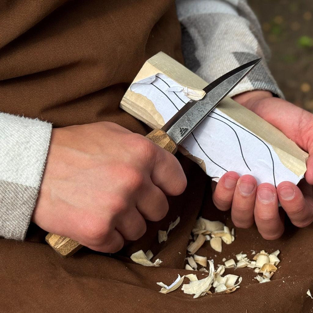 Whittling Sloyd knife for wood carving with leather sheath - Relic & Reel