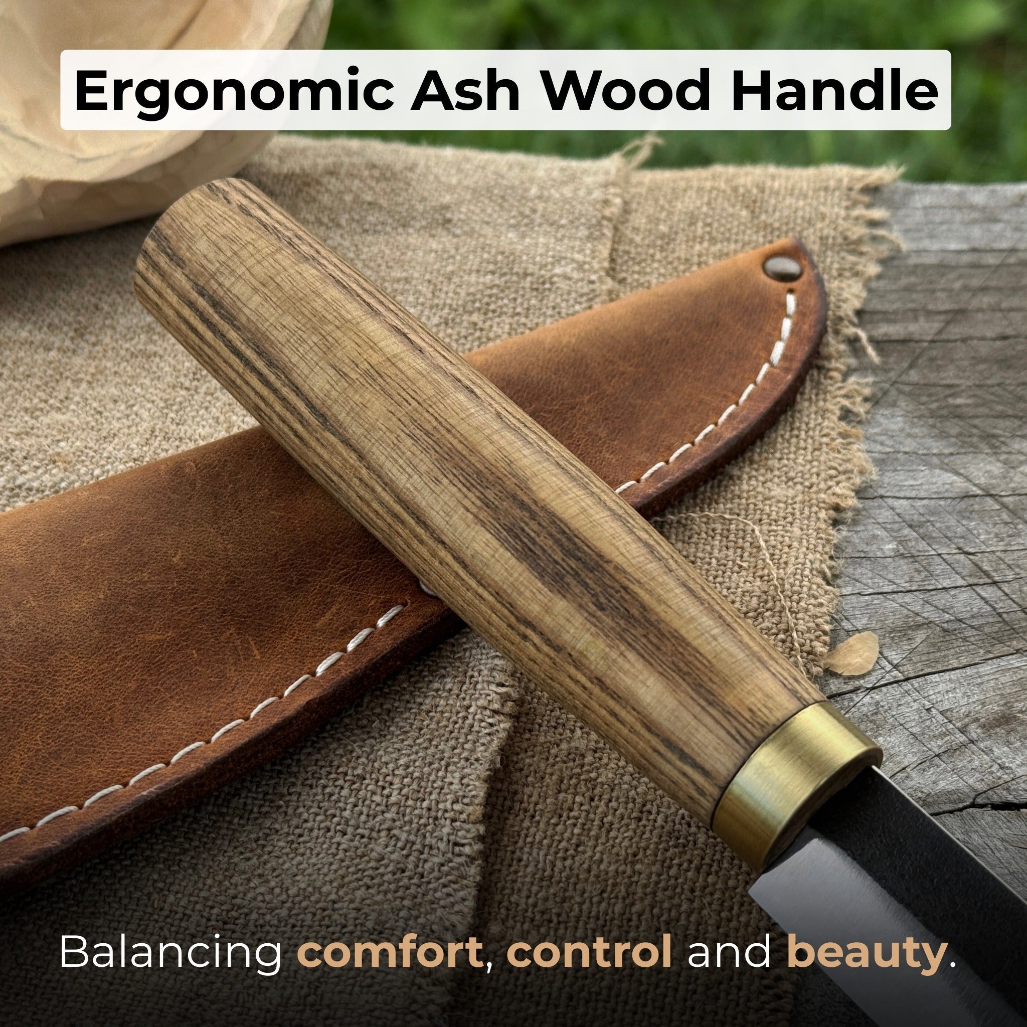 Whittling Sloyd Knife with Leather Sheath, 10 cm (3.94 inches)