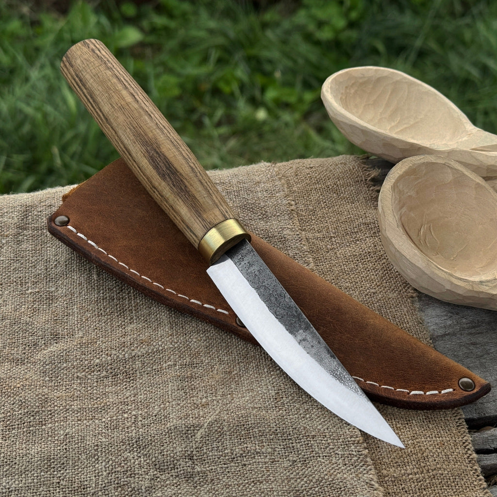 Whittling Sloyd Knife with Leather Sheath, 10 cm (3.94 inches)