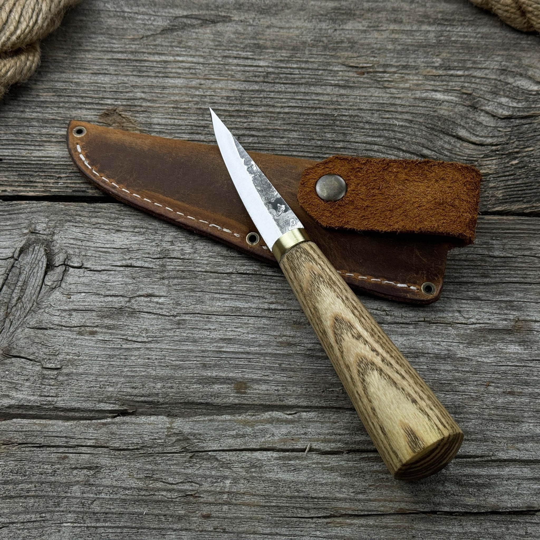 Whittling Sloyd Knife with Leather Sheath, 7.5 cm (2.95 inches)