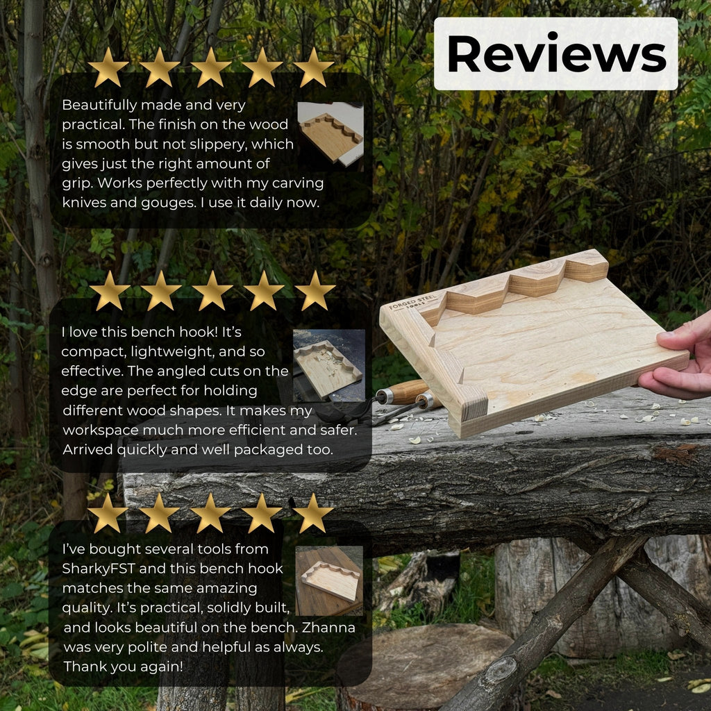 Wooden Bench Hook for Carving. Handcrafted Work Support for Wood Carving