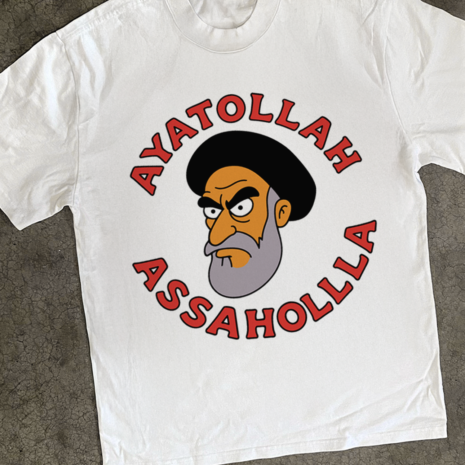 Ayatollah Assahola' Washed White T-Shirt