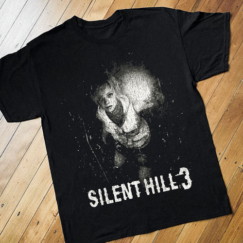 Black Silent Hill 3 PS2 T-shirt by Parallel featuring graphic print inspired by the horror video game.