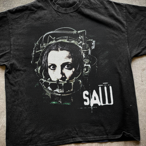 Black vintage washed T-shirt from Parallel featuring the "Reverse Beartrap" design in white print.